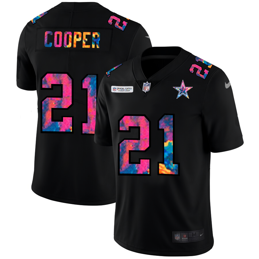 NFL Dallas Cowboys #21 Ezekiel Elliott Men Nike MultiColor Black 2020  Crucial Catch Vapor Untouchable Limited Jersey